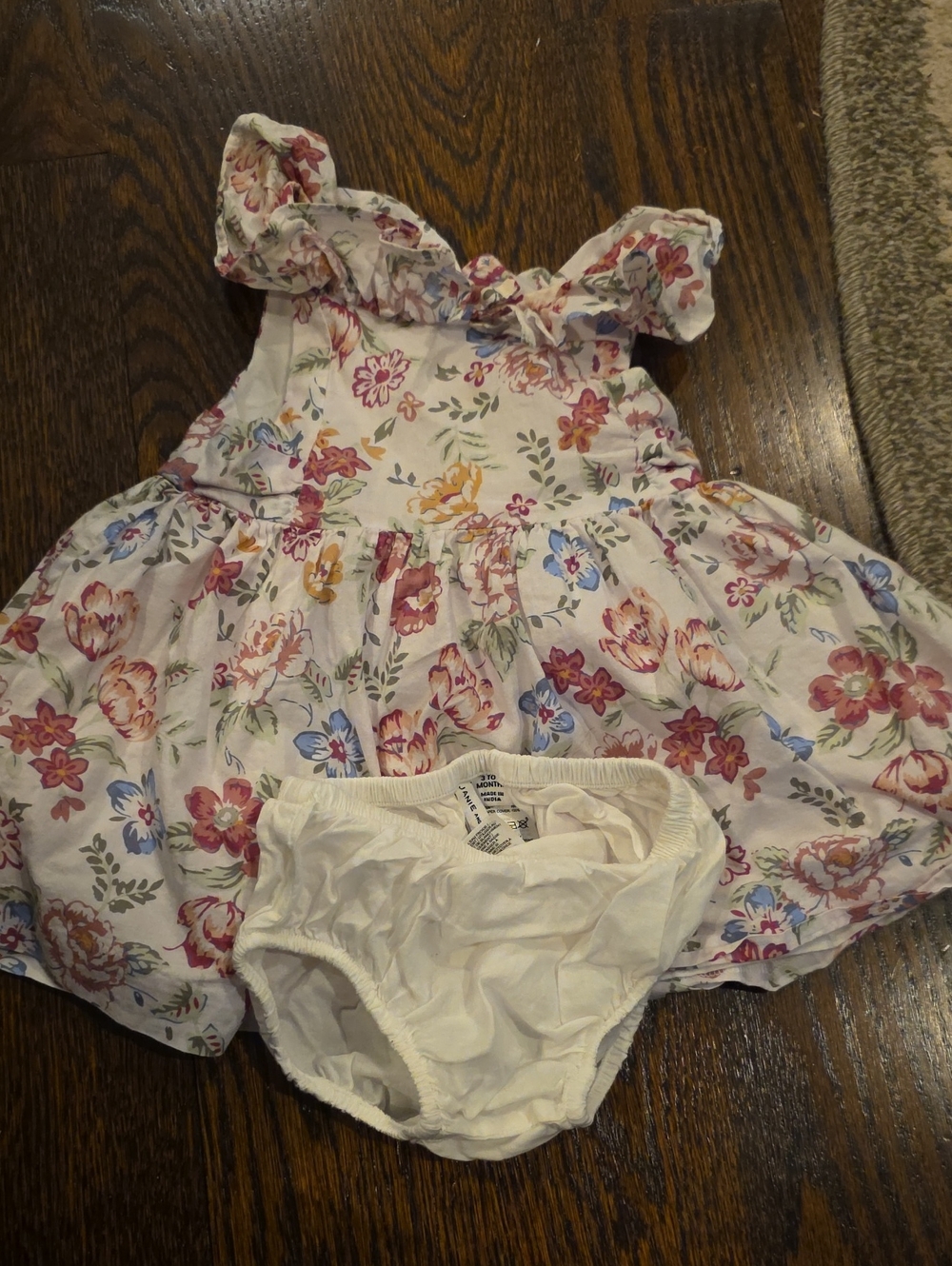 Janie and Jack Floral Sundress in White with Pink, Blue and Yellow Flowers